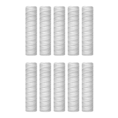 ABUN-10Pcs 10 Micrometre 10 Inch X 2.5 Inch String Wound Sediment Water Filter Cartridge Whole House Sediment Filtration