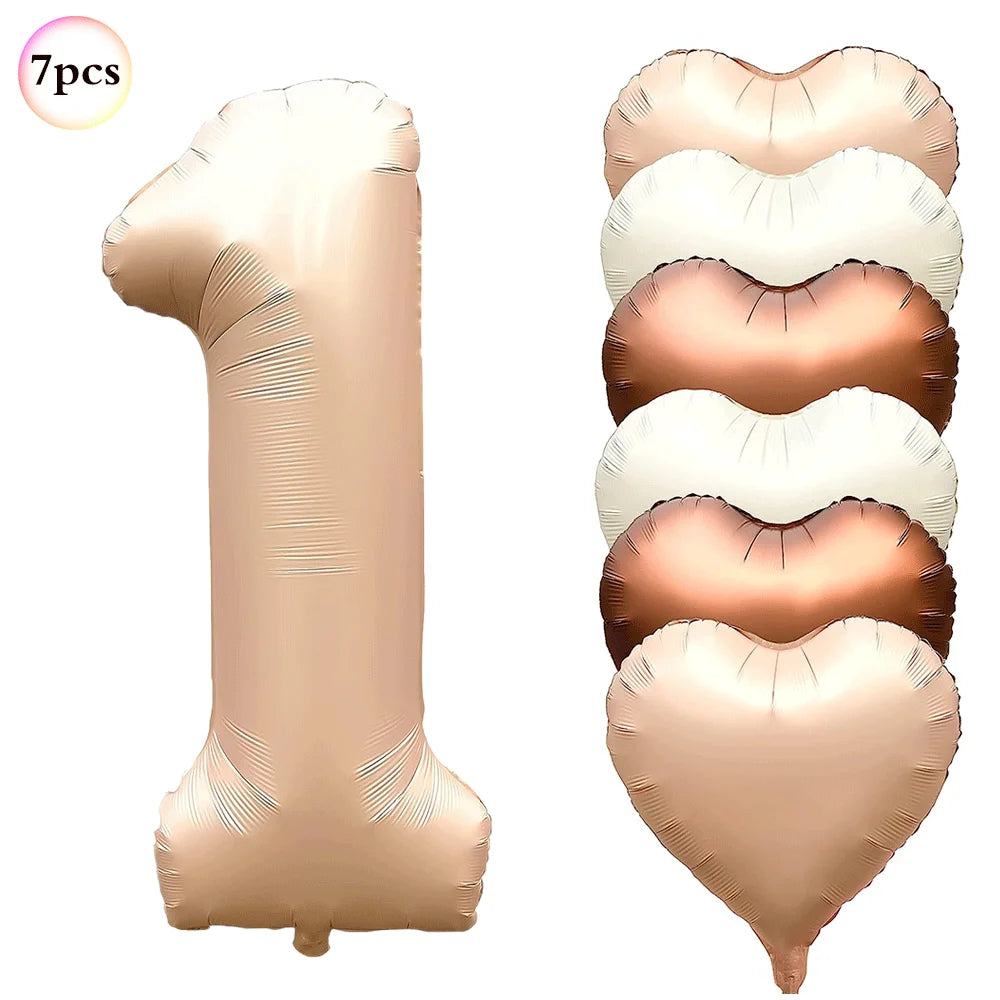 40in Cream Big Number Balloon 18in Three Color Love Foil Helium Balloons Aldult Birthday Set Boys Girls 1st Birthday Decorations