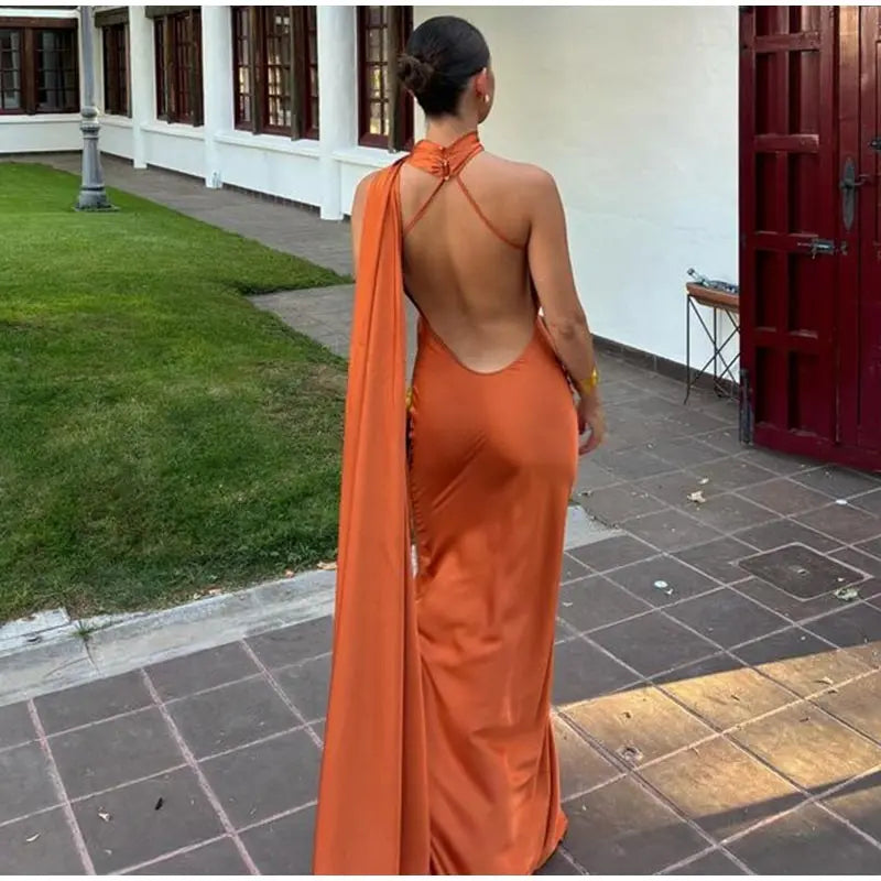 Elegante Feste Band Frauen Halfter Kleid Off Schulter Ärmellose Backless Dünne Weibliche Maxi Kleider 2025, Sommer Neue Chic Dame Robe