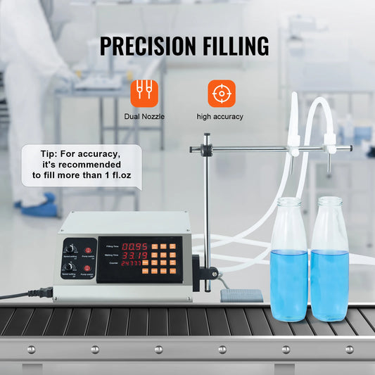 SucceBuy 30-4000ml Liquid Filling Machine Double Nozzle Automatic Bottle Filler with Digital Control for MilkWater Wine Beverage.