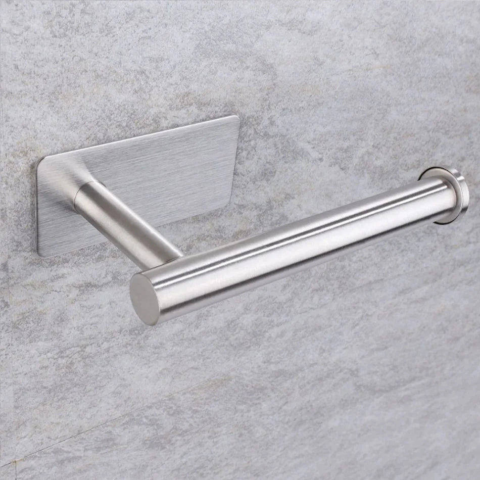 Papierhalter aus Edelstahl, weiß, selbstklebend, Wandhalterung, Ständer, Küche, Badezimmer, Toilettenpapier, Handtuch, Seidenrollenregal, gebürstetes Gold