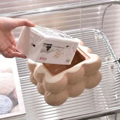 Geometry Tissue Box Cover Decorative Facial Tissue Holder Case Container for Bedroom Tissue Box Covers Rectangular Ceramic