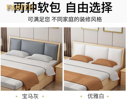 Massivholz Modernes einfaches 1,8 Meter Doppelbett Mietzimmer 1,2 Meter Einzelbett 1,5 Meter einfacher Bettrahmen