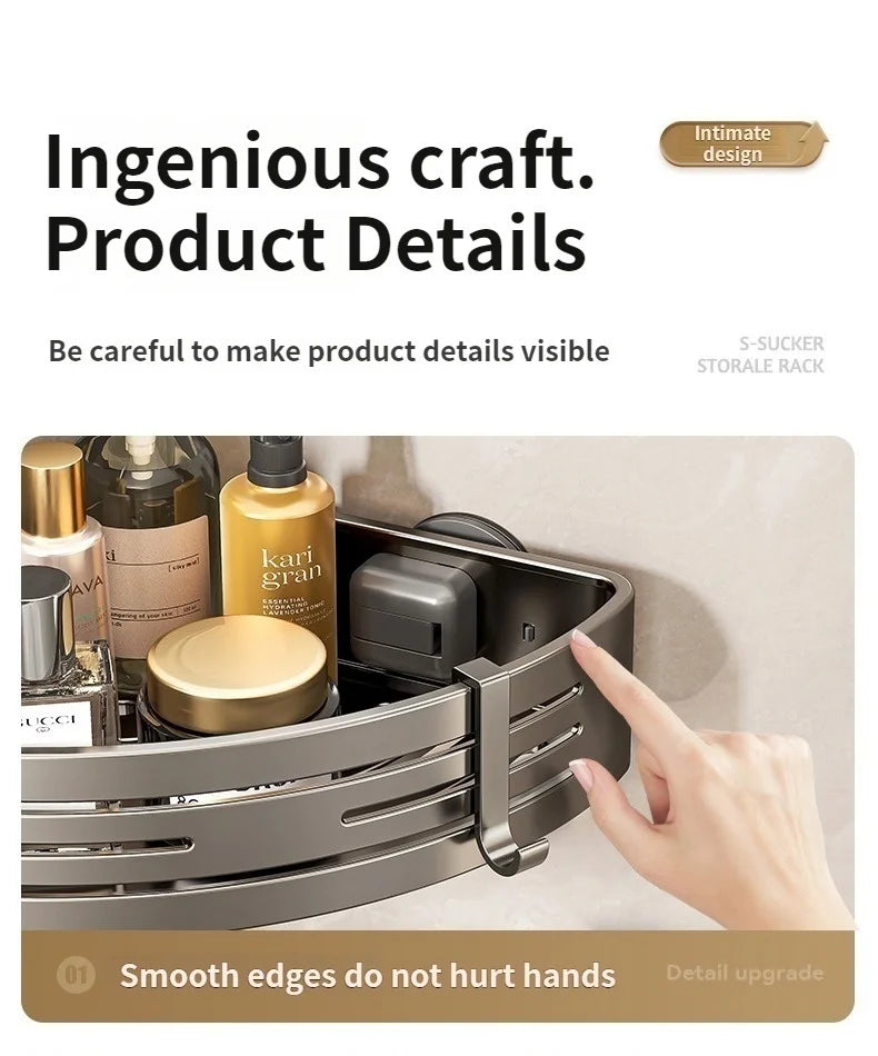 Saugnapf perforationsfreier Raum Aluminium Badezimmer Lagerregal Badezimmer Dreieckskorb Wandaufhänger Badezimmer Eckaufbewahrung