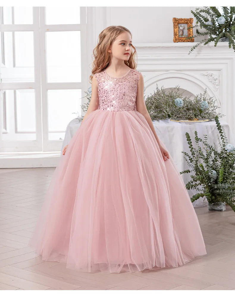 Brautjungfer Hochzeitskleid Blumenmädchen Prinzessin Kleid Elegante Mädchen Partykleider Klavier Performance Kleid Kinder Ballkleid.