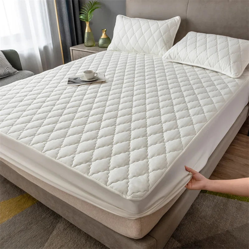 Home Mattress Cover Waterproof Thickened Quilted Waterproof Bed Cover Breathable Mattress Protector Fitted Sheet No Pillowcases