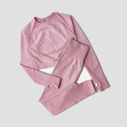 WAREBALL Women Seamless Yoga Set Gym Clothing Fitness High Waist Leggings Crop Top Shirts Sport Suits Workout Pants Active Wear