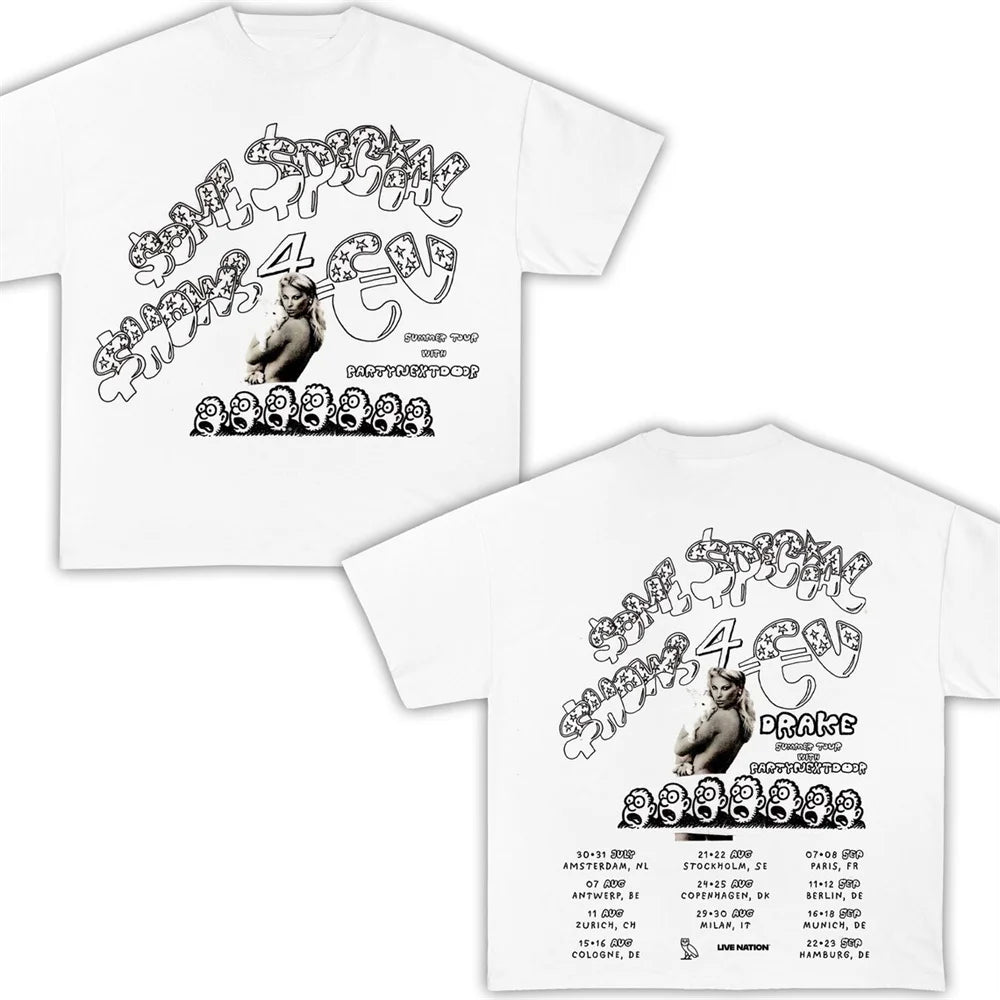 Drake Tour with Partynextdoor Cotton 2025 T-shirt Vintage O-Neck Short Sleeve T-Shirts.