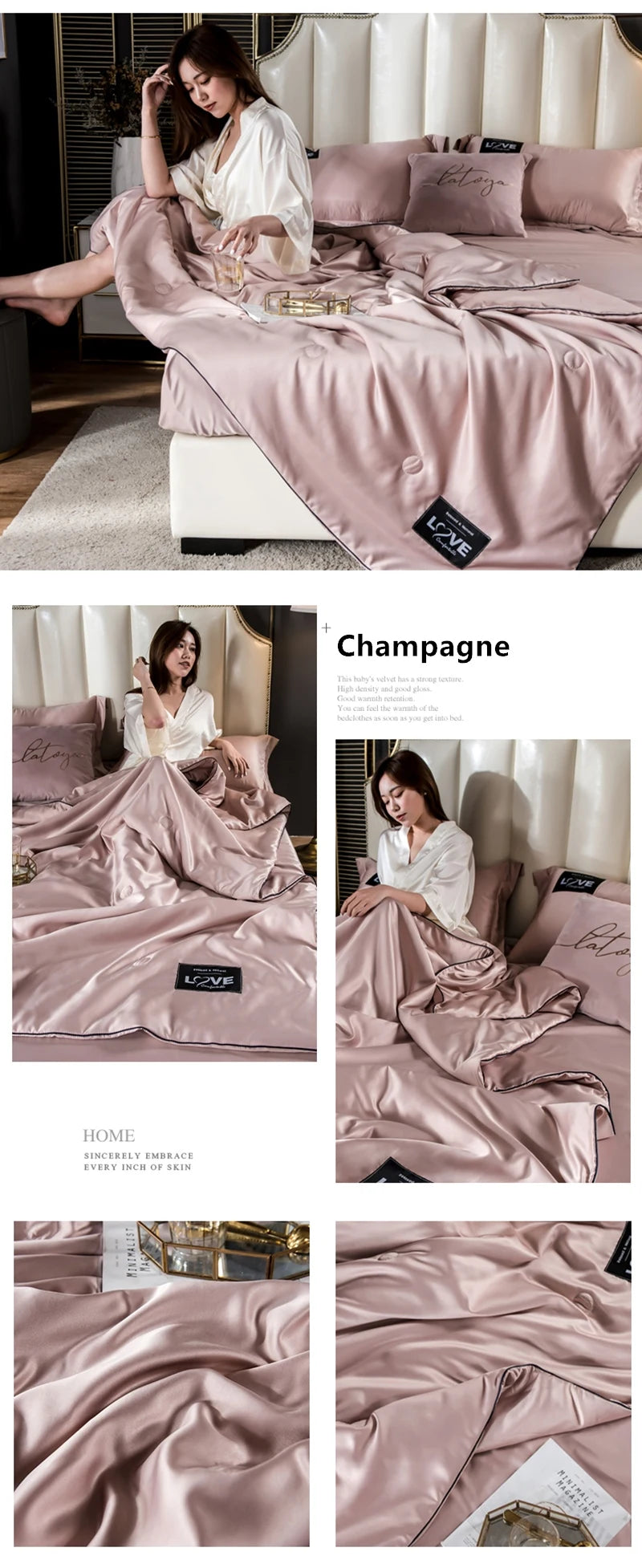 Summer Mulberry Silk Comforter Duvet Insert Luxury Natural Silk Blanket Satin Bedding Quilt Queen Single Double Twin Size Bed.