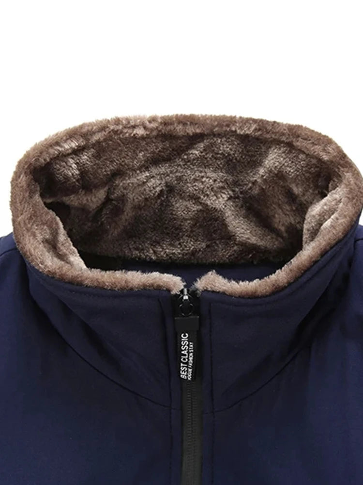 2024 New Men's Padded Cotton Clothing Fashion Casual Solid Color Windproof Lapel Long-Sleeved Jacket Street Beat Men's.