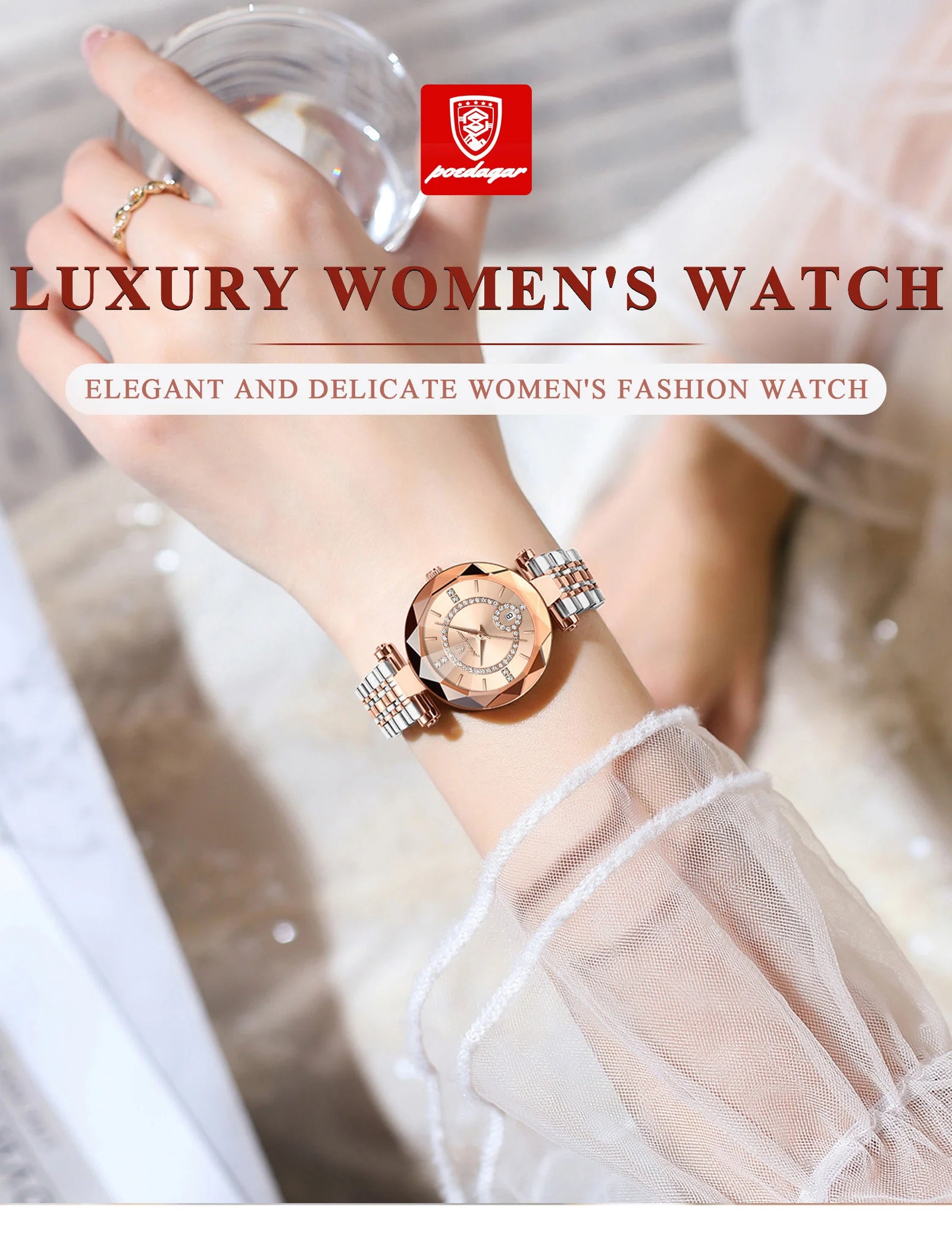 POEDAGAR Fashion Original Wristwatch For Woman Waterproof Stainless Steel Date Quartz Ladies Watch Luxury Casual Women's Watches.