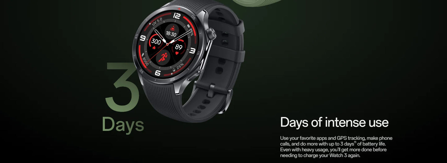 Global Version OnePlus Watch 3 Smart Watch 1.50inches LTPO  AMOLED Display Snapdragon W5 Processor Dual Frequency GPS Wear OS