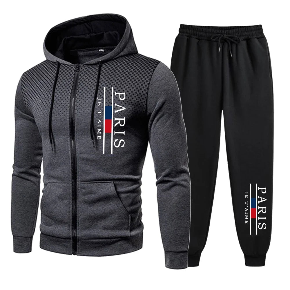 Fashion Autumn Winter Men Hoodies Men's Zipper Sweatshirts Outdoors Jogging Versatile Pants Tracksuit Comfortable Daily Quality.