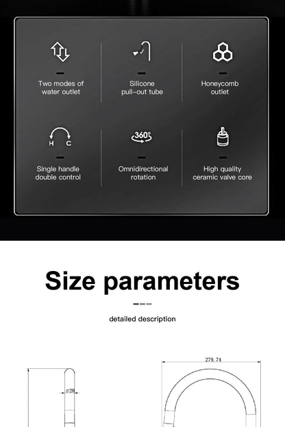 High-end gun gray brass kitchen faucet induction design single handle cold and hot dual control 2 function simple sink faucet