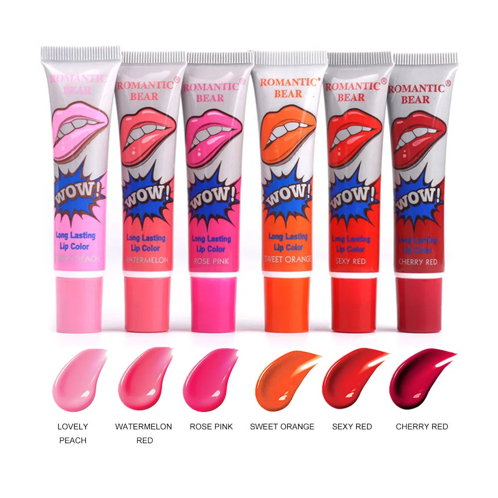 Magic 6 Colors Peel Liquid Lipstick Waterproof Lasting No Fading Lip Ink Tear Lip Gloss Tattoo Dyed Lip Glaze Lips Cosmetics.