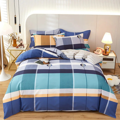3PC 100% Cotton Duvet Cover Set Striped Printing 1PC Duvet Cover 2PC Pillowcase Cotton Soft Skin Friendly Bedding
