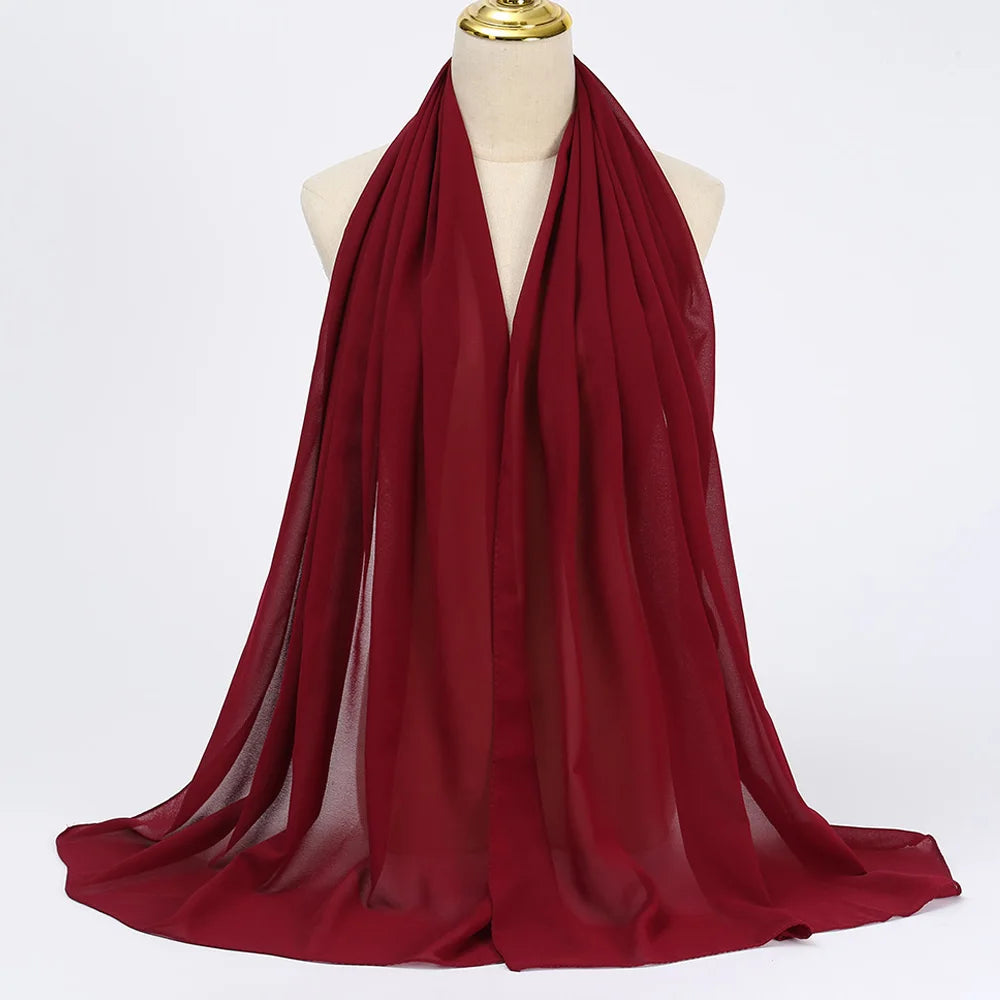 Muslim Chiffon Hijab Scarf Women Long Solid Color Head Wrap For Women Hijabs Scarves Ladies Muslim Veil Jersey Hijabs.