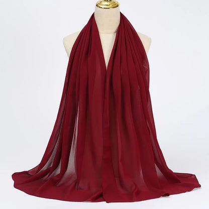 Muslim Chiffon Hijab Scarf Women Long Solid Color Head Wrap For Women Hijabs Scarves Ladies Muslim Veil Jersey Hijabs.
