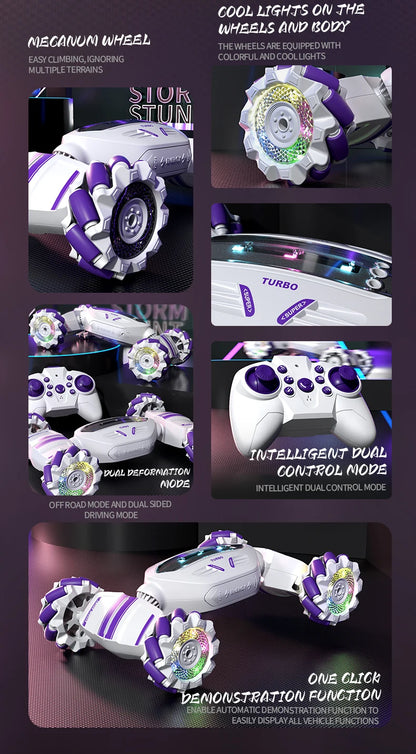 Teeggi S922 2.4G RC Stunt Car 4WD Double Remote Control 360° Degree Rotation RC Off Road Climbing Kids Rc Drift Car Toy for Gift