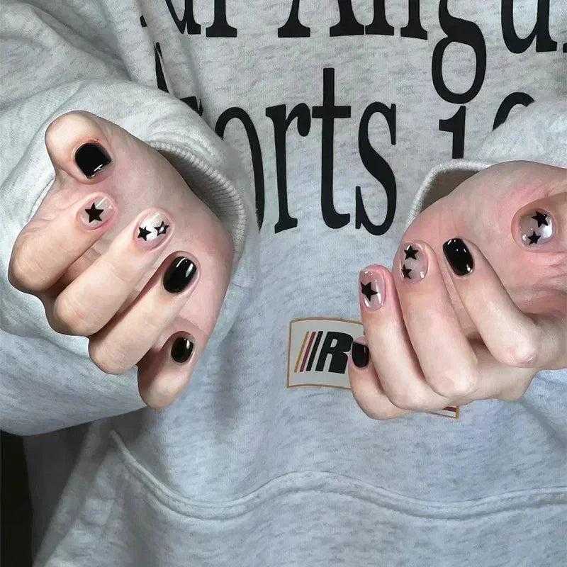 24pcs Detachable Short Press on Nails Y2k rhinestone False Nails with Glue Ballet Sweet Cool Girls Artificial False Nails Tips.