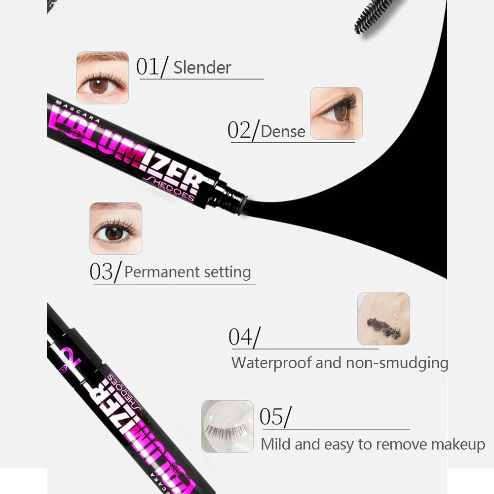 2 in 1 Curling Mascara Eye Cosmetics Waterproof Long Lasting Not Blooming Black Natural Thick Curling Lengthening Mascara Makeup.