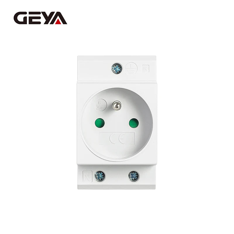 GEYA 16A 220V AC DIN-Schienen-modulare Steckdose – 35 mm, EU/FR/US/BK/IT, industrieller und privater Gebrauch, Netzteil-Adapter-Anschluss.