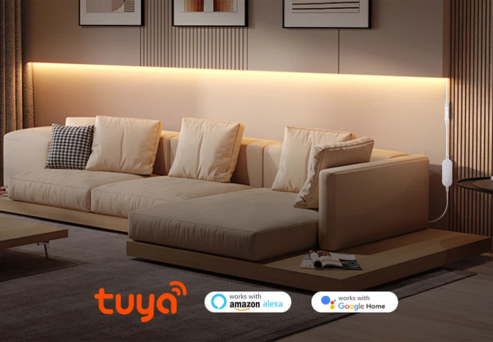 DC 5V USB Neon Light LED Strip Tuya Smart Life Wifi App Control Neon Tube Tape Garden Xmas DecorWork with Alexa,Google Home.