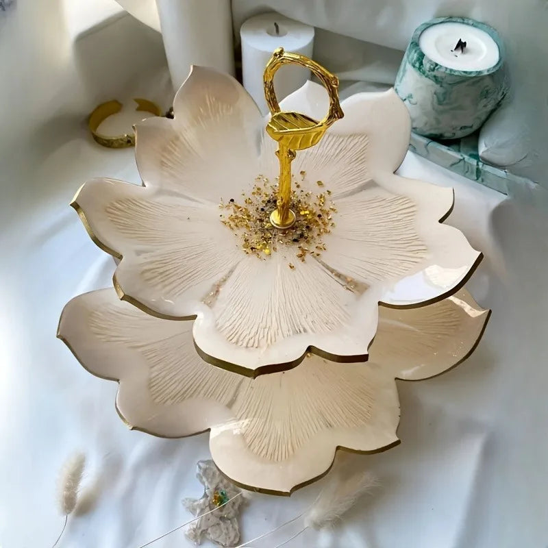 DIY Cake Stand Resin Tray Molds, Epoxy Resin Cake Storage Rack Dish Tray Casting Mold For Making Cupcake Dessert Platter.