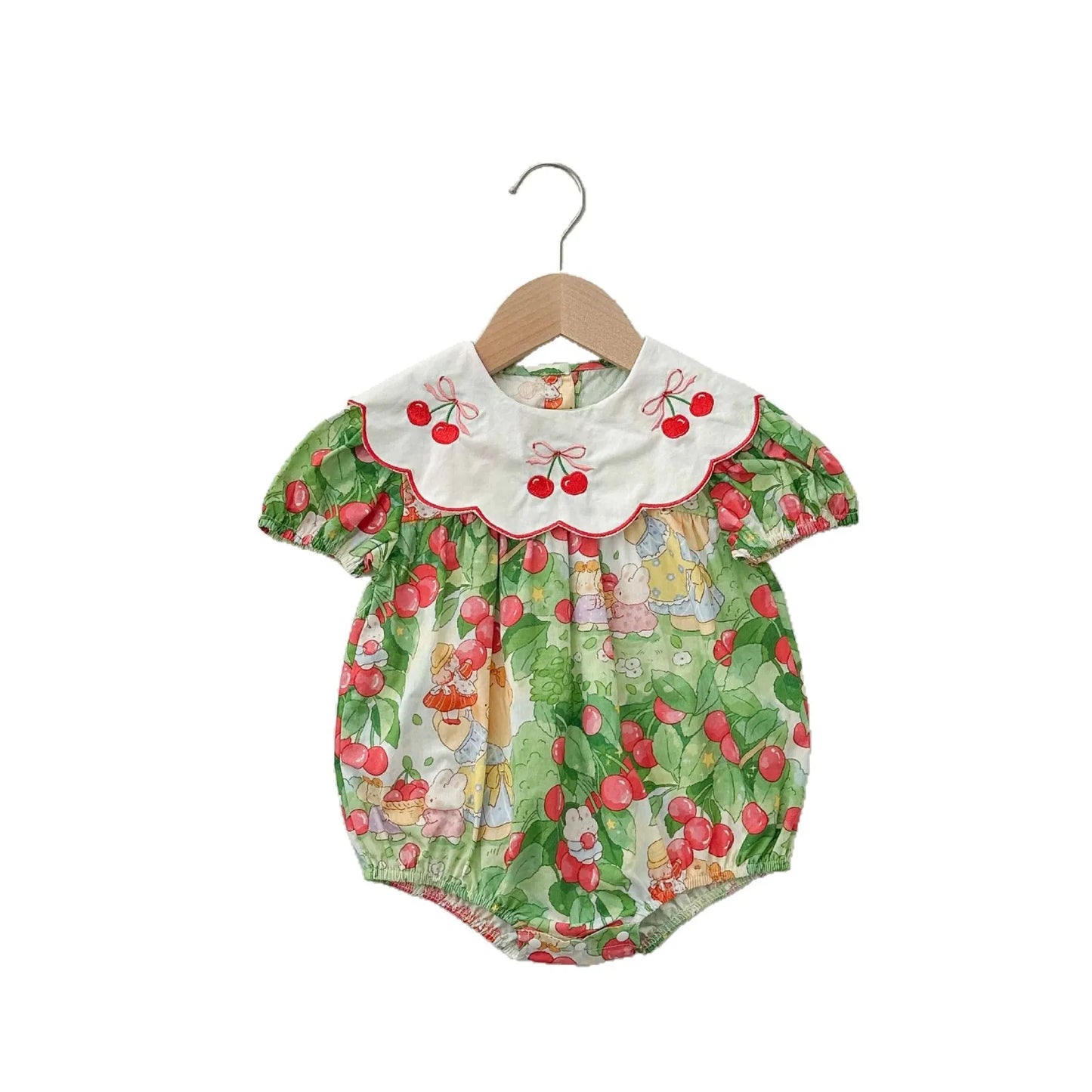 0-2 Jahre Baby Mädchen Kleidung Peter Pan Kragen Kleinkind Mädchen Body & One Piece Bunny Print Baby Mädchen Kleidung.