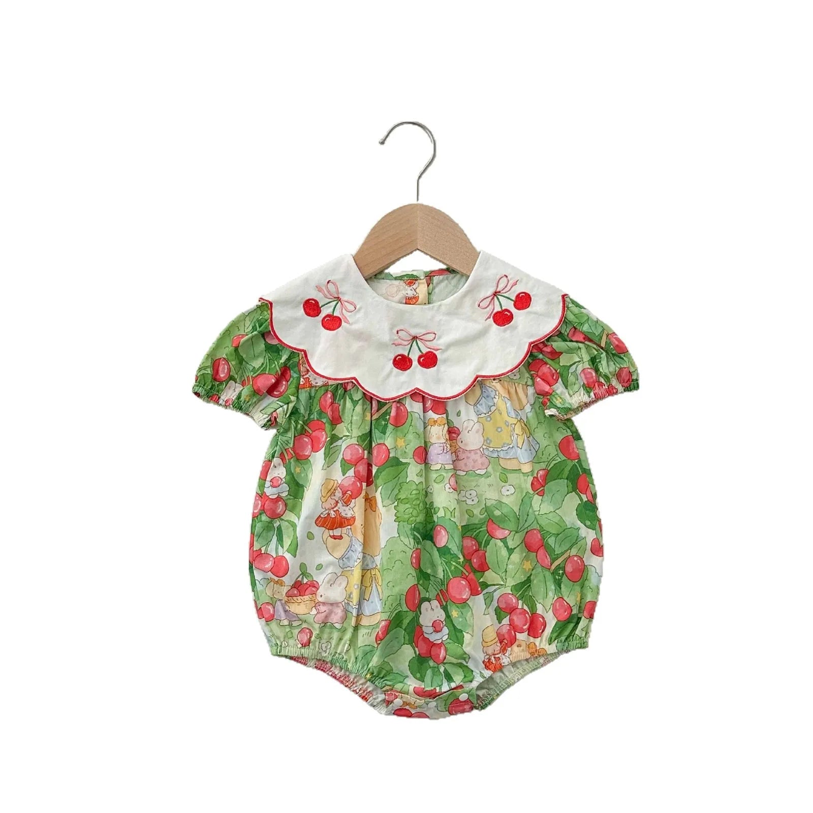 0-2 Jahre Baby Mädchen Kleidung Peter Pan Kragen Kleinkind Mädchen Body & One Piece Bunny Print Baby Mädchen Kleidung.