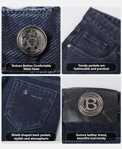 2025 New Stretch Jeans Men's Regular Classic Business Slim Trousers Black Blue Straight Male Y2K Brand Clothing Pants Size 29-40.