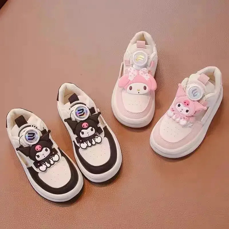Children's Cute Melody Casual Board Shoes Girl's Cartoon Sneakers Spring and Autumn New Kawaii Kuromi Anti Slip Soft Sole Shoes.