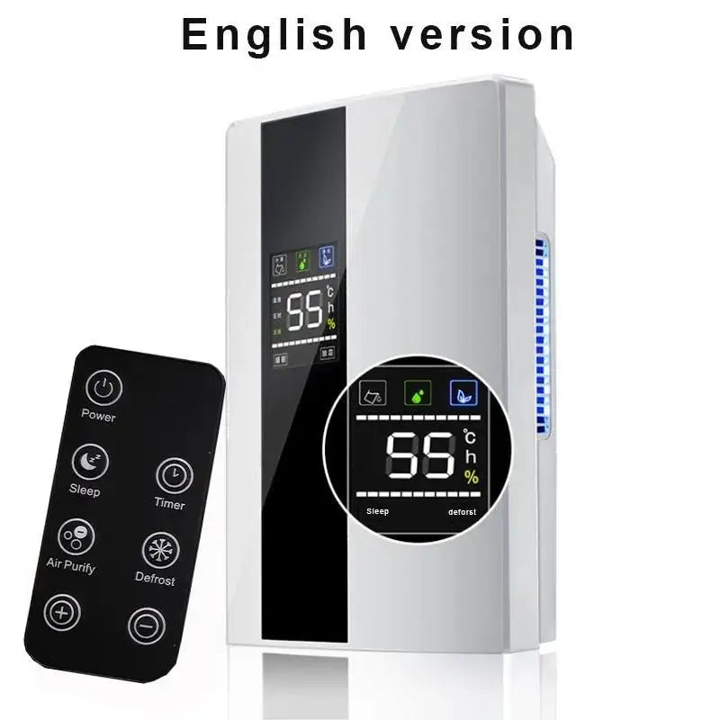 Dehumidifier and Air Purifier 2 in 1 Moisture Absorber Household Mute Bedroom Basement Remote Control Timing External Water Pipe.