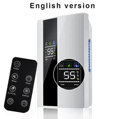Dehumidifier and Air Purifier 2 in 1 Moisture Absorber Household Mute Bedroom Basement Remote Control Timing External Water Pipe.