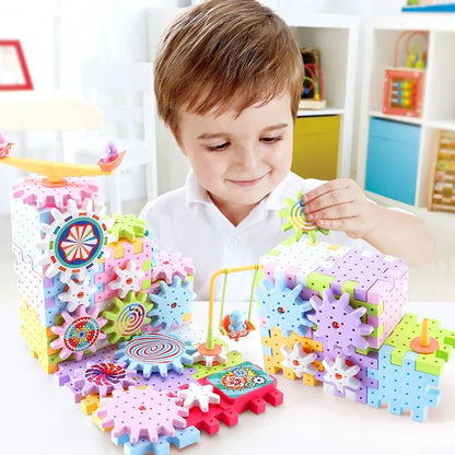 Electric Gears 3D Puzzle Model Building Kits Plastic Brick Blocks Educational Toys for Kids Children Gear Blocks Building Toys.