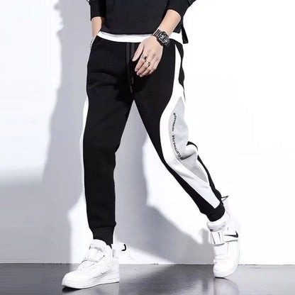 Men Black Pants Hip Hop Drawstring Jogger Fashion Comfortable Trousers Male Casual Sweatpants Loose Elastic Waist Sportswear.