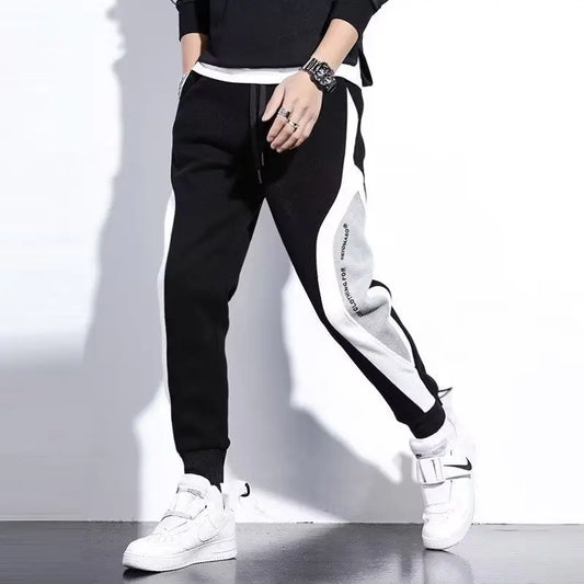 Men Black Pants Hip Hop Drawstring Jogger Fashion Comfortable Trousers Male Casual Sweatpants Loose Elastic Waist Sportswear.