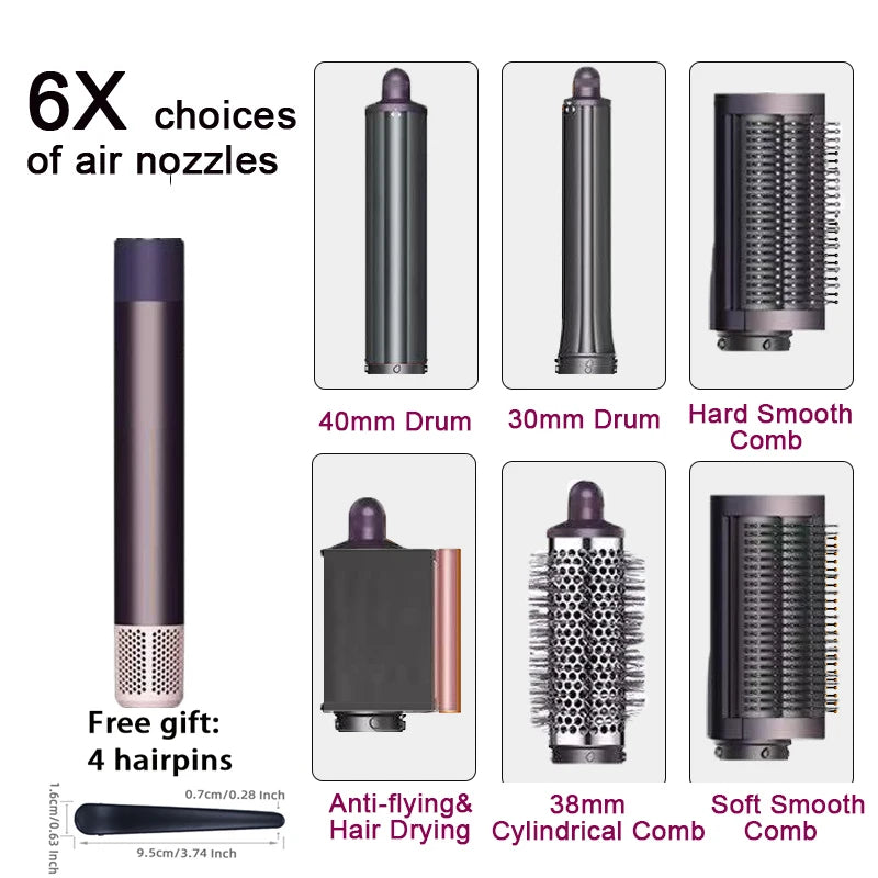 Professional 6IN1 1300W Multi-Functional Hair Styler - Dry, Straighten, Curl with Brush, Ideal for Salon & Home Use