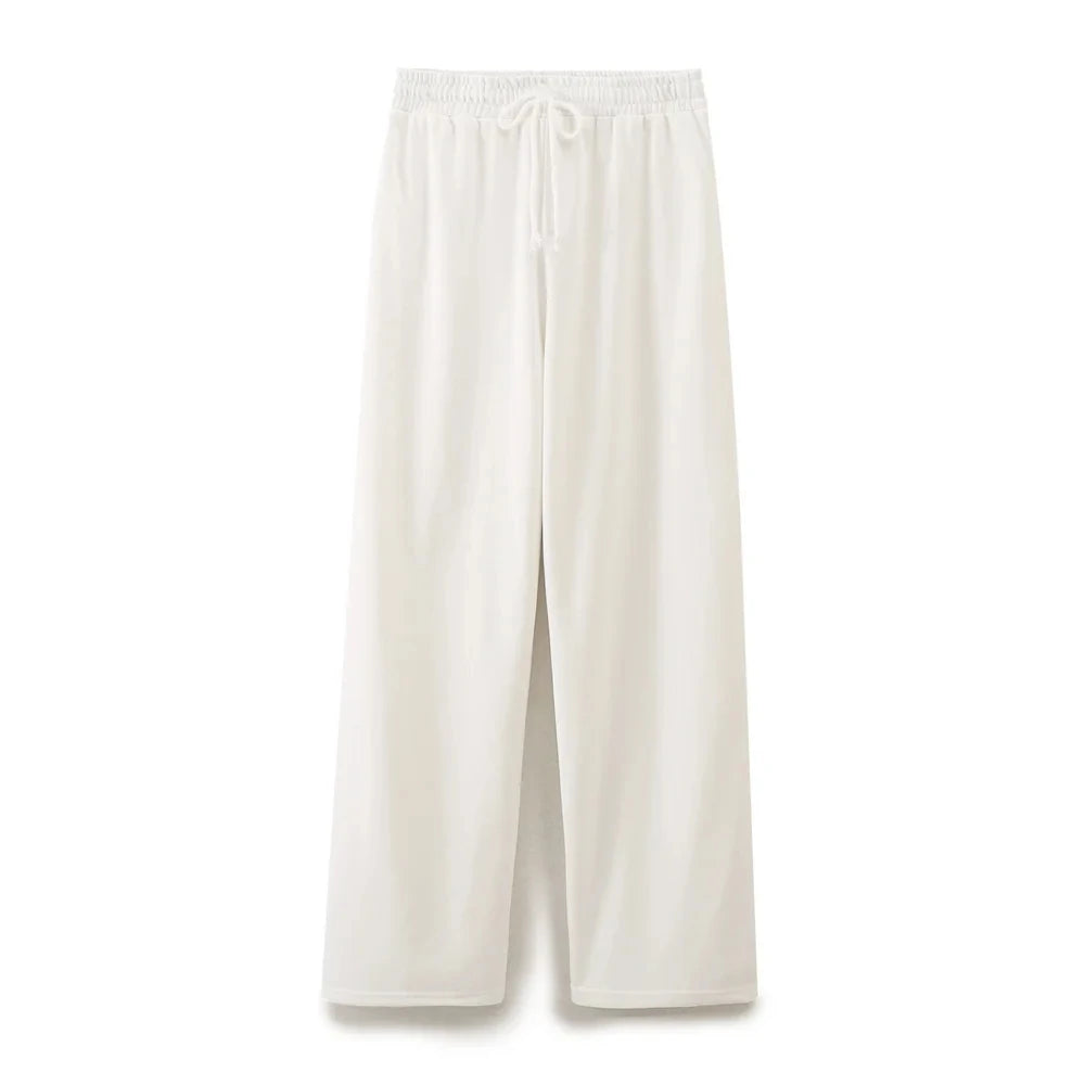 HH Women Casual Sport Pant Suit Vintage Solid Short Sleeve O Neck T-Shirt + Drawstring Jogging Pants Woman Commuting Sets