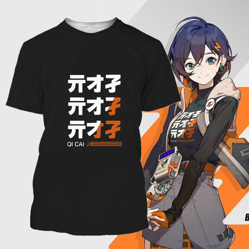 New MiHoYo Game Zenless Zone Zero Print Men T-shirt ZZZ Role Wise Belle Graphic T Shirt Harajuku O-neck Women Short Sleeve Tees.