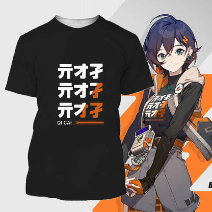 New MiHoYo Game Zenless Zone Zero Print Men T-shirt ZZZ Role Wise Belle Graphic T Shirt Harajuku O-neck Women Short Sleeve Tees.