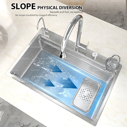 Silberne Küchenspüle aus Edelstahl 304, großer Einzelschlitz, Unterbau-Multifunktions-Geschirrspülbecken, 31,5 x 18,9 Zoll