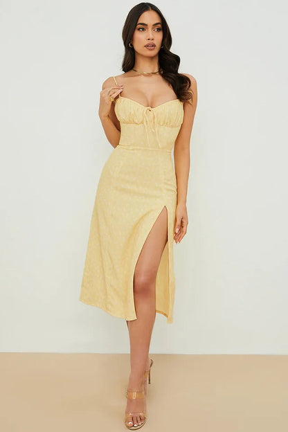 Hugcitar Frauen Elegante Blumen Strand Urlaub Bodycon Streetwear Langes Kleid 2024 Sommer Kleidung Großhandel Artikel Für Business