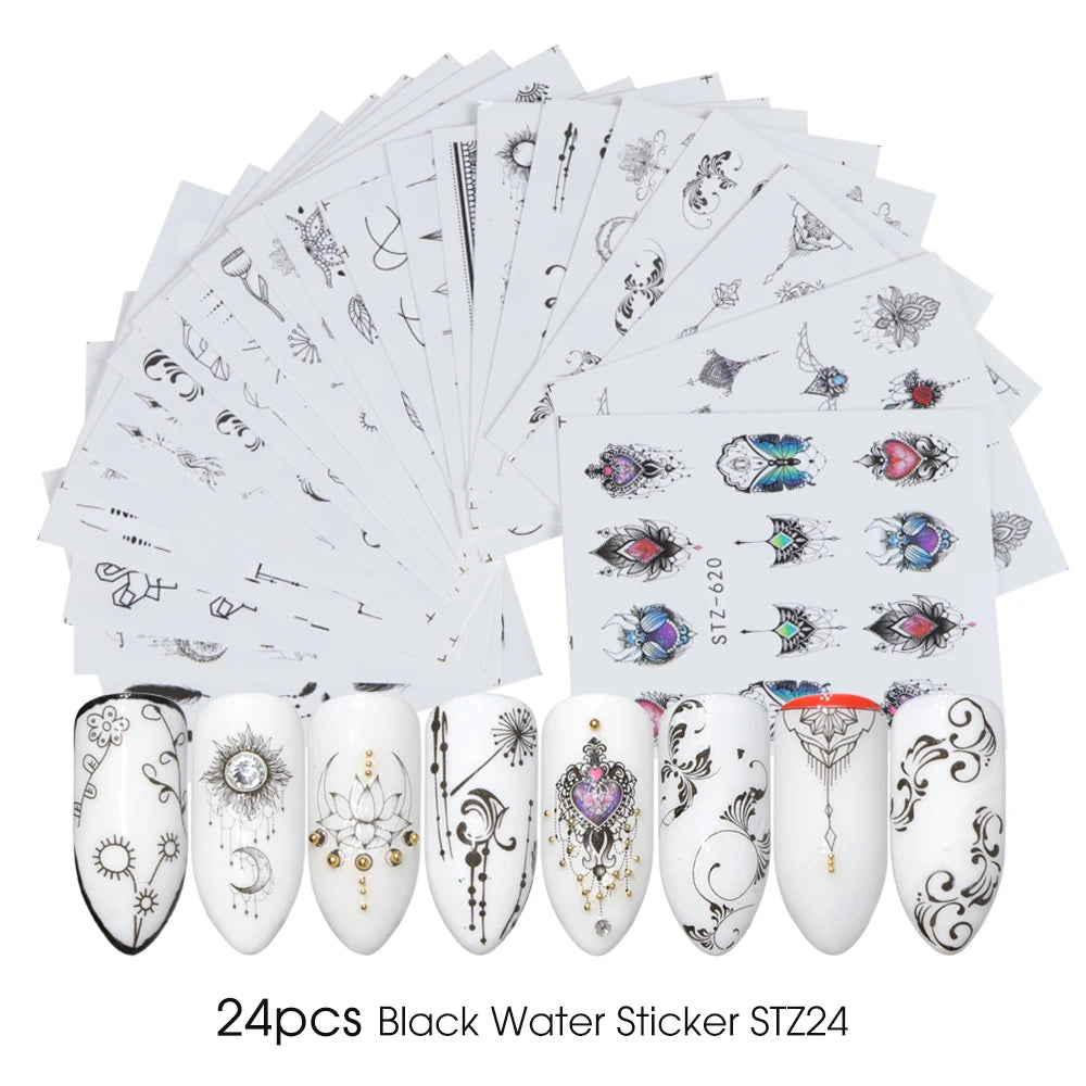 1Set Watercolor Xmas Flower Sticker Nail Decal Set Flamingo Letter Design Gel Manicure Decor Water Slider Foil CHSTZ683-706-1.