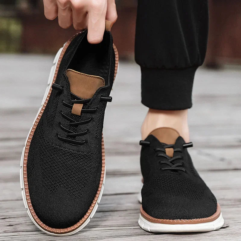 Herren-Freizeitschuhe, klassische, atmungsaktive Brogue-Flats, dämpfende Farbblock-Design-Kleiderschuhe, vielseitige Turnschuhe, leicht.