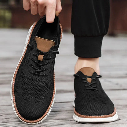 Herren-Freizeitschuhe, klassische, atmungsaktive Brogue-Flats, dämpfende Farbblock-Design-Kleiderschuhe, vielseitige Turnschuhe, leicht.