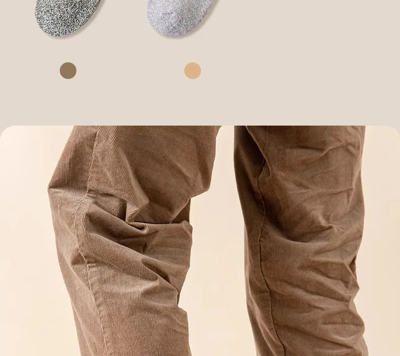 5 pairs of men's mid-calf thick winter fleece-lined thermal terry socks, blended cashmere solid color towel socks