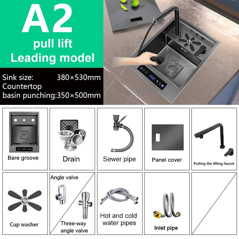 Water Catalyst Cup Cleaning Sink Hidden Single Slot Mini Bar Sink Wash Basin With Cover Plate For Kitchen