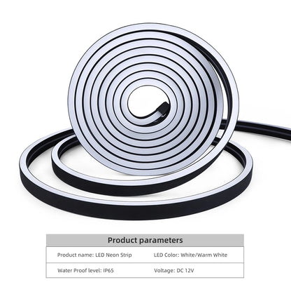 Waterproof COB LED Strip Lights 24V Flexible Neon Light Black Silicone Tube Linear Dimmable Lighting with Touch Sensor Switch.