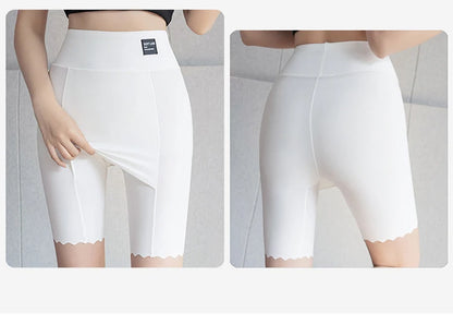 Women's plus Size White under Skirt Shorts Summer Seamless Protective Spandex Safety Hip-up Skirt Underpants Large Size